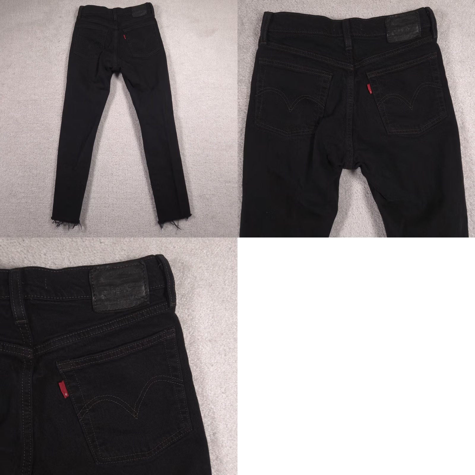 Levi's Levi's Wedgie Jeans Womens 24 Black High Rise Tapered Distressed Denim Raw Hem Jeans Women 24 Slim Straight 27in Inseam Size 42" / US 20 - 10 Thumbnail