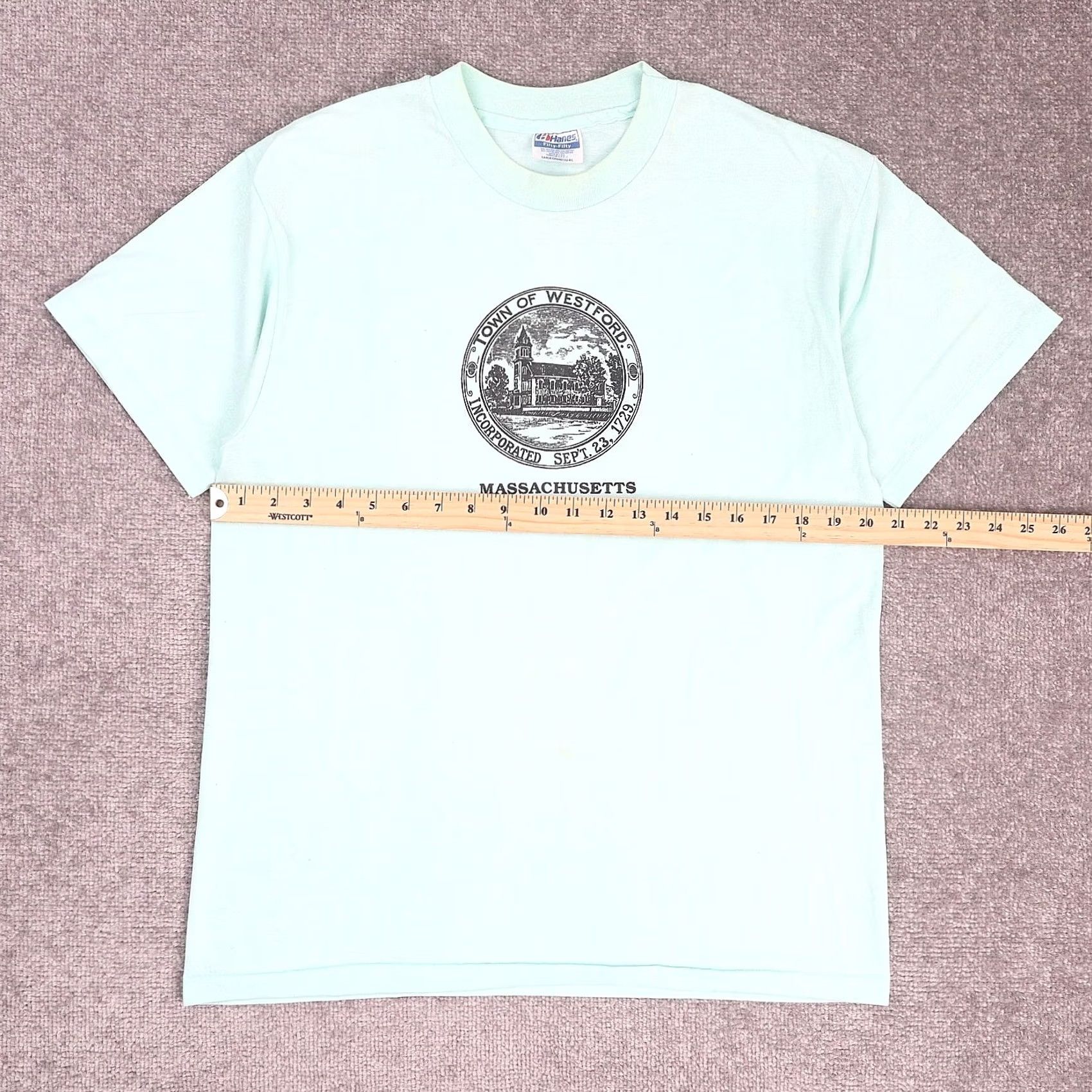Vintage VINTAGE USA Westford Massachusetts T-Shirt Large Blue Short Sleeve 80s 90s Mens Size US L / EU 52-54 / 3 - 4 Thumbnail