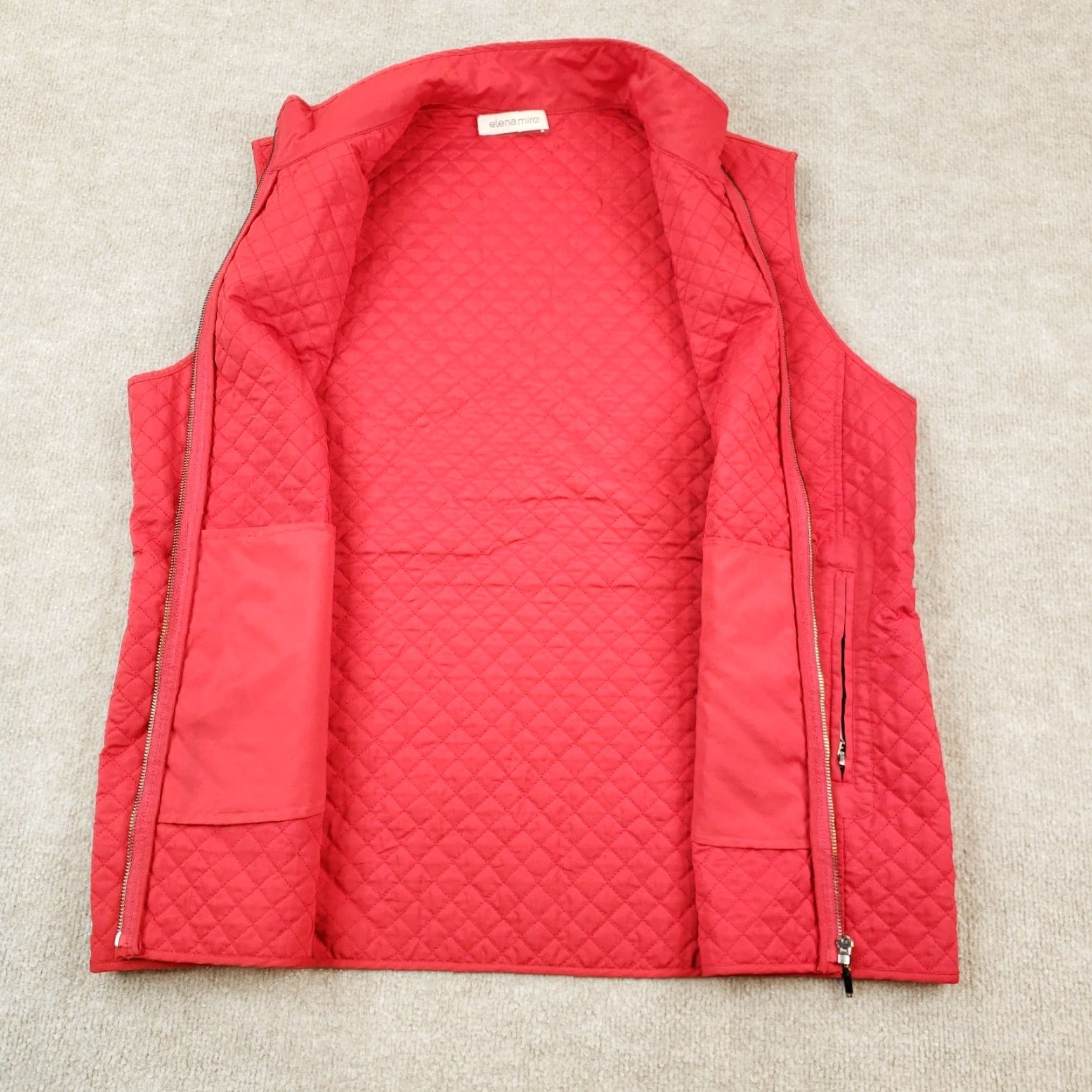 Vintage Elena Mirò Womens Red Quilted Vest Full Zip Outdoor Jacket Size 14 Size XL / US 12-14 / IT 48-50 - 5 Thumbnail