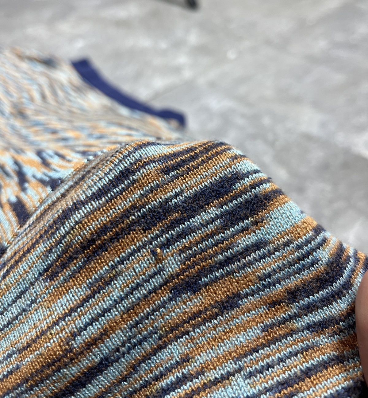Percival Percival Blue and Orange with Dynamic Pattern KnitTextured Size US L / EU 52-54 / 3 - 7 Thumbnail