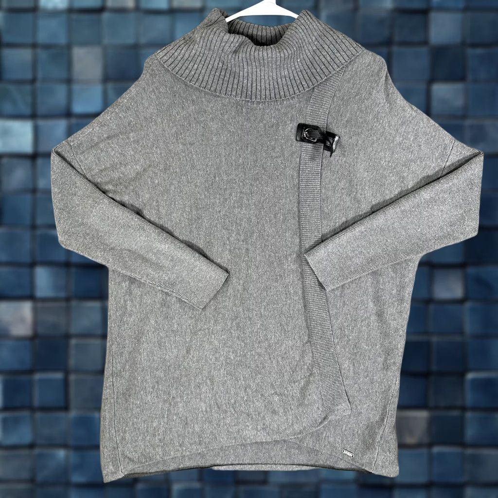 Guess Guess Cardigan Sweater Womens XS Gray Belted 3/4 Sleeve Turtle Neck Wrap EUC Size XS / US 0-2 / IT 36-38 - 1 Thumbnail