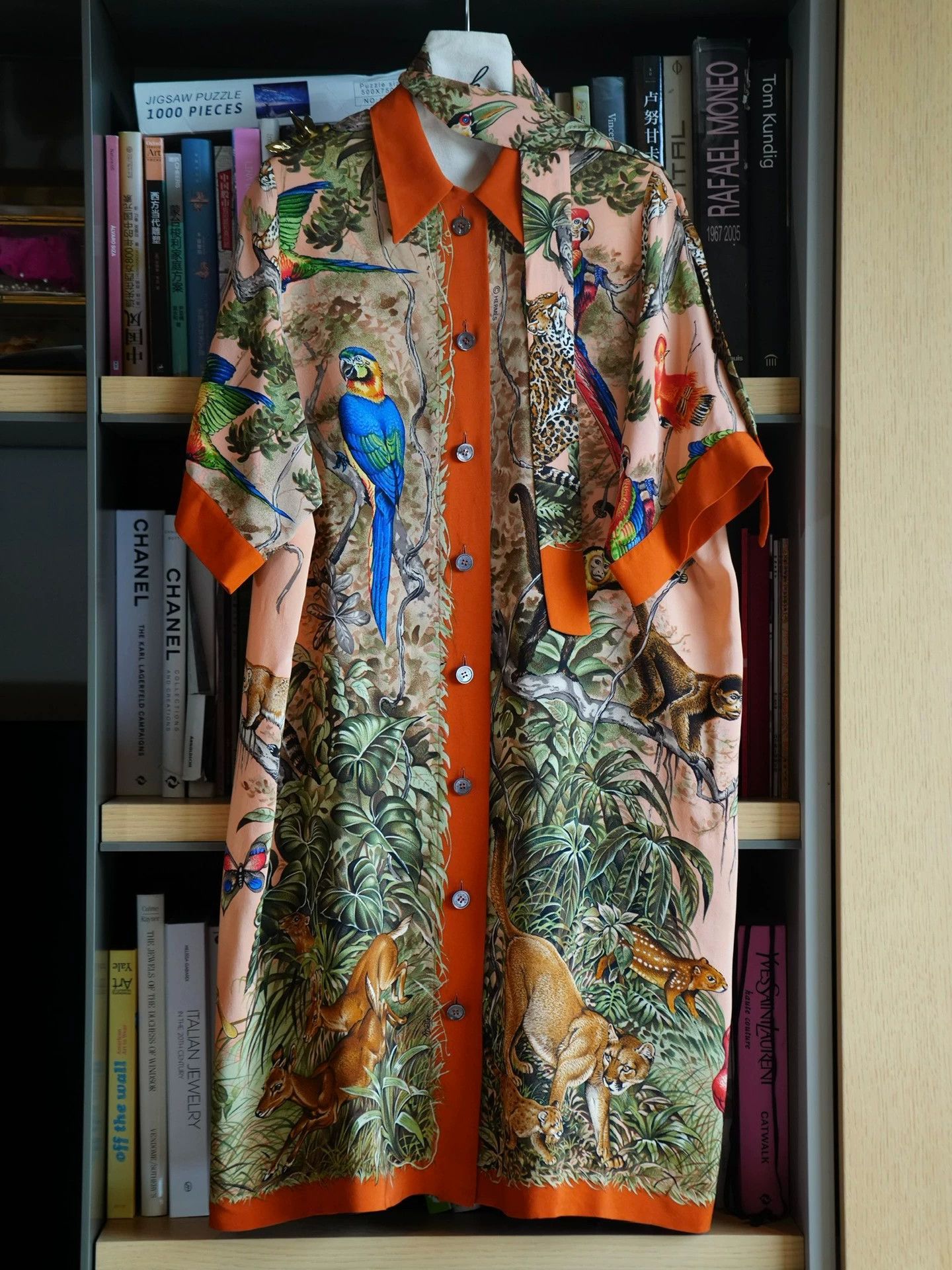 Hermes Hermes Rare Equateur Jungle Silk Shirtdress FR38 VNTG 1988 Size S / US 4 / IT 40 - 2 Thumbnail