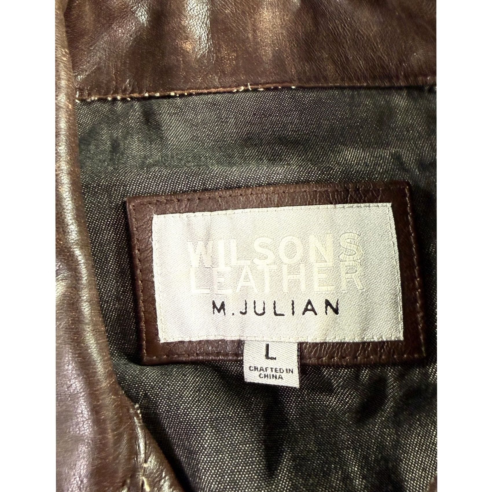 Vintage VTG Wilsons Leather M. Julian Jacket Mens Large Brown Leather Button Car Coat Size US L / EU 52-54 / 3 - 2 Thumbnail