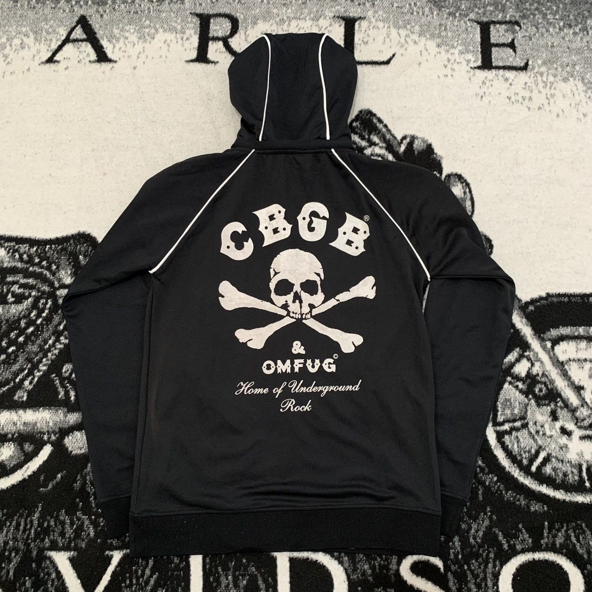 image of Band Tees x Vintage Cbgb Omfug Tracktop Jacket Classic Skull Logo in Black, Men's (Size Large)