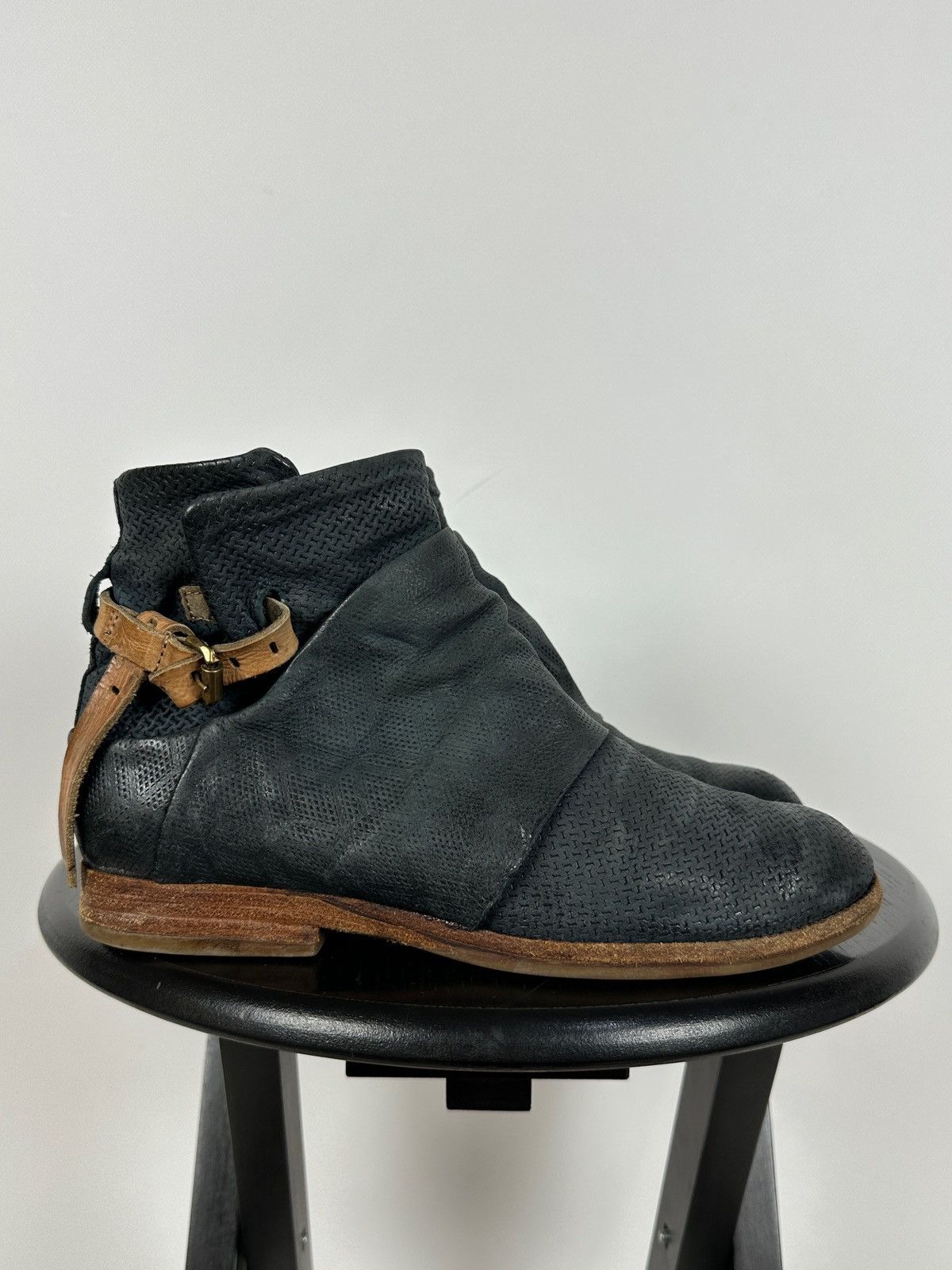 A.S.98 A.S.98. Airstep Navy Blue Leather Biker Ankle Boots Size US 8 / IT 38 - 4 Thumbnail
