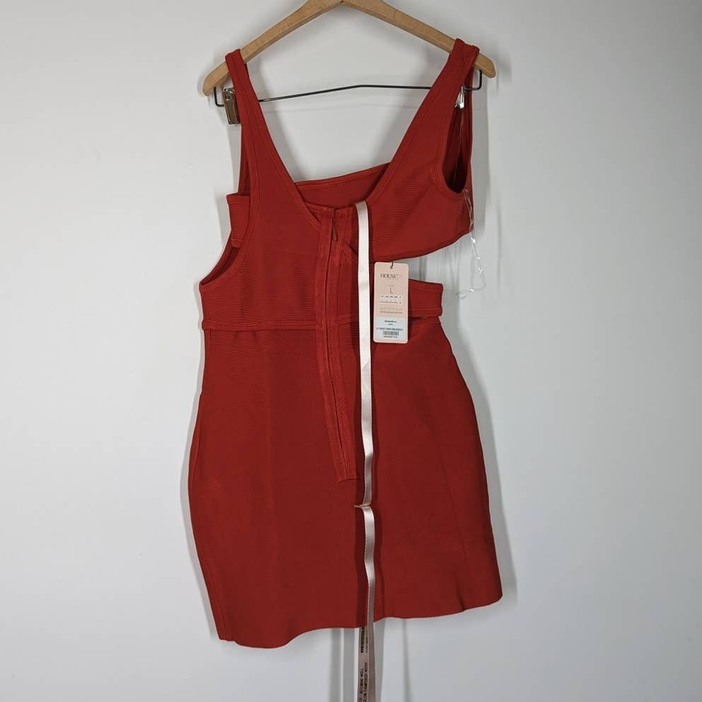 House of CB HOUSE OF CB Michi Rust Cutout Bandage Bodycon Mini Dress L Size L / US 10 / IT 46 - 2 Thumbnail