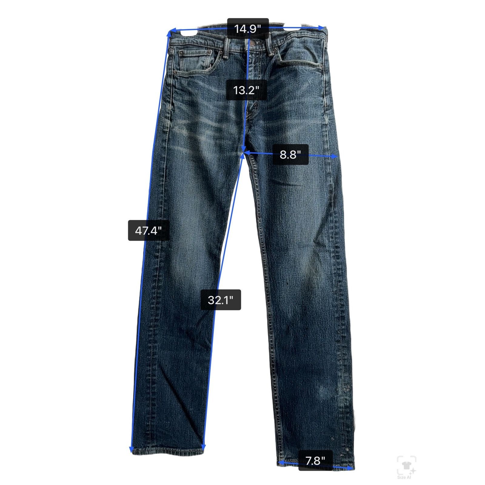 Levi's Mens Levis 505 W 32 L 34 Blue Jeans Size US 32 / EU 48 - 3 Thumbnail