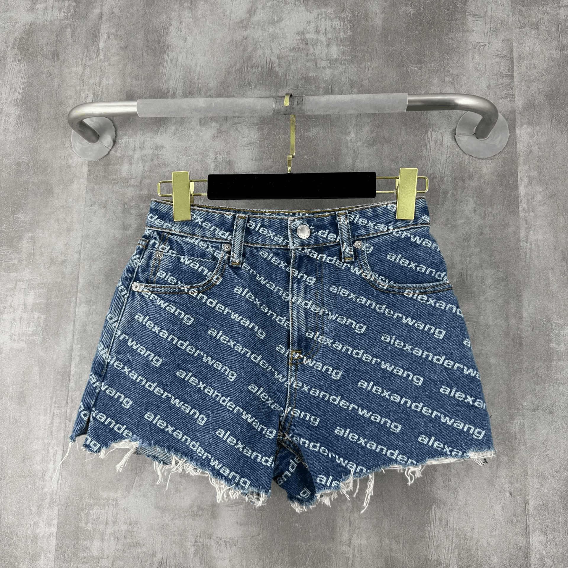 Alexander Wang Alexander Wang Logo Distressed Denim Shorts Size 24" / US 00 / IT 34 - 1 Thumbnail