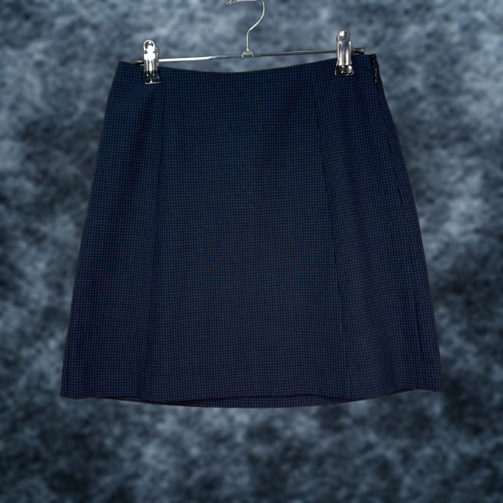 Vintage Babaton Skirt Womens Size 4 Navy Blue Mini with Subtle Check Pattern Size 27" / US 4 / IT 40 - 1 Thumbnail