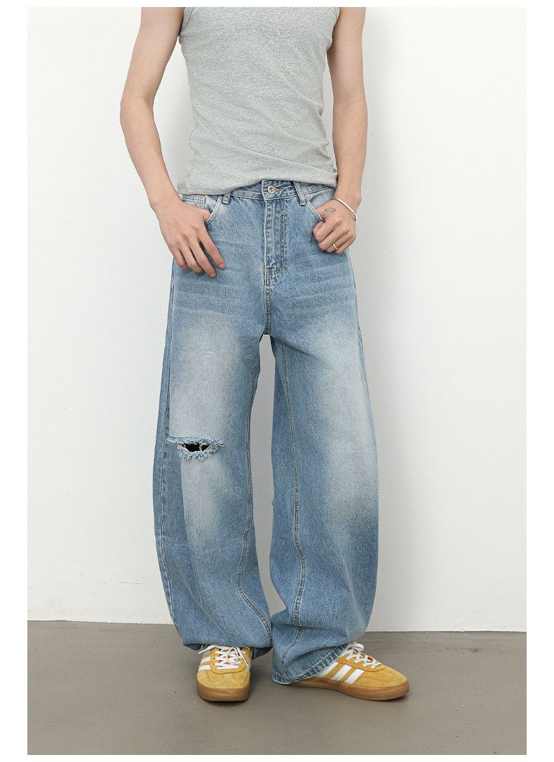 Japanese Brand × Jean American retro men's washed loose ripped scimitar jeans Size US 32 / EU 48 - 2 Thumbnail