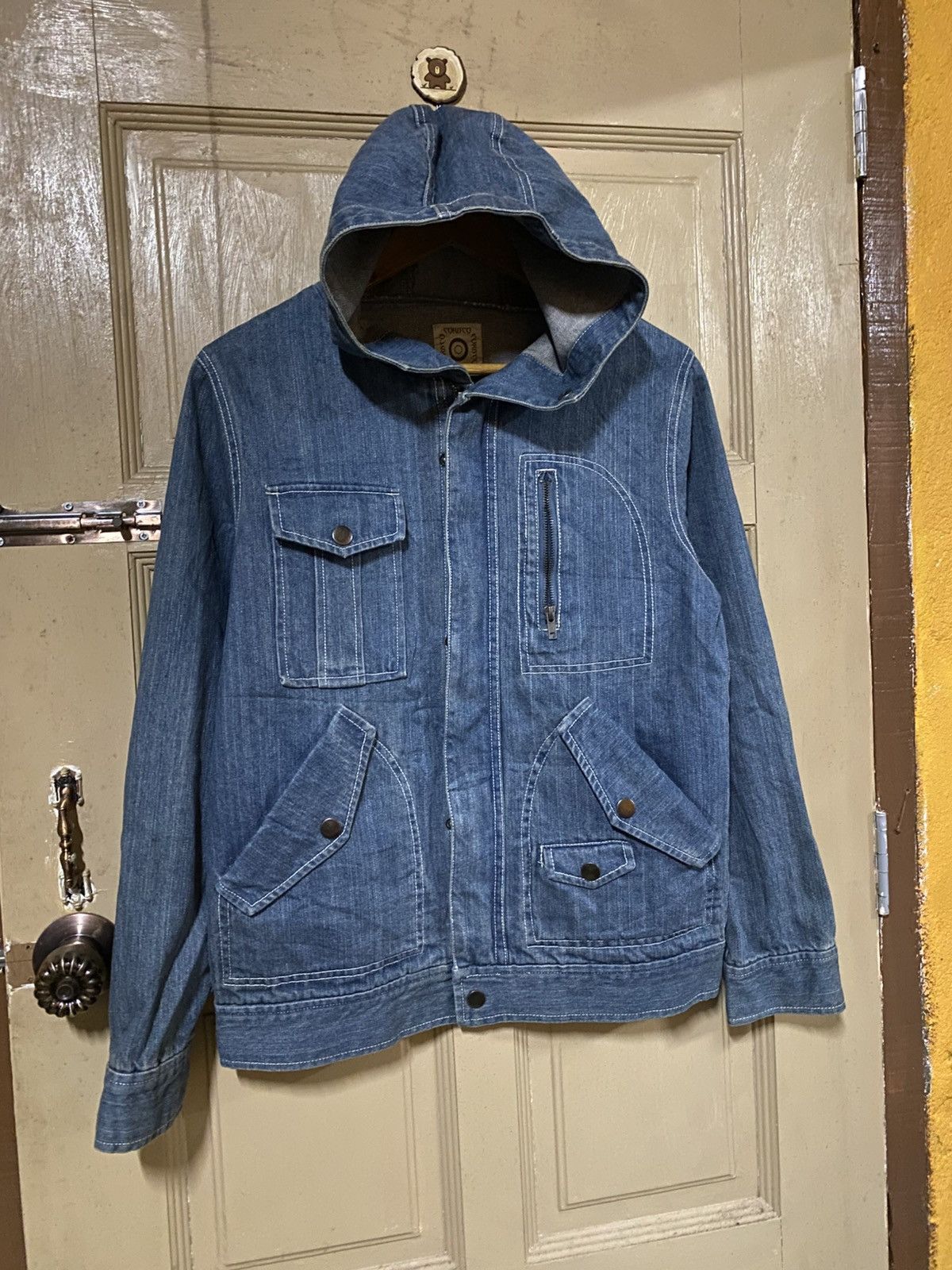 Japanese Brand Corisco Indigo Denim Work Jacket with Hood - Japanese Brand Size US M / EU 48-50 / 2 - 3 Thumbnail