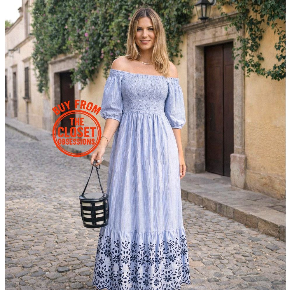 zara maxi dress blue ZARA White Blue Floral Print Split Leg Summer Midi Maxi Dress Size XS 6 8  Beach