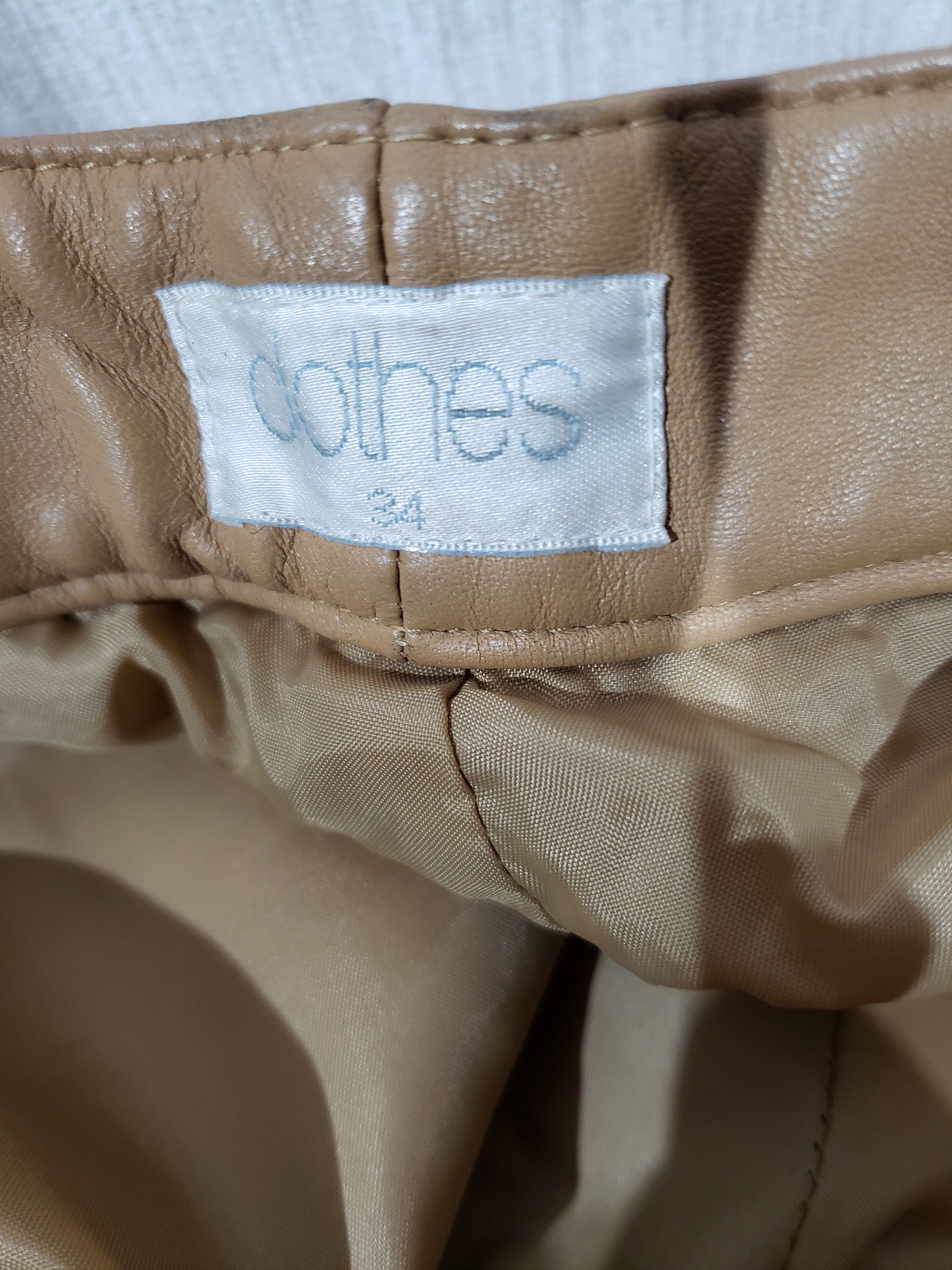 Genuine Leather Light brown women's pants flared at the bottom. Size 26" / US 2 / IT 38 - 9 Thumbnail
