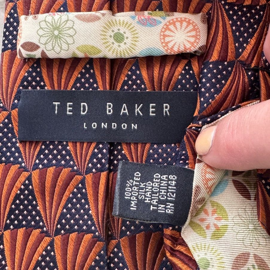 Ted Baker Ted Baker silk geometric shell polkadot tie orange 3.25" w Size ONE SIZE - 4 Thumbnail