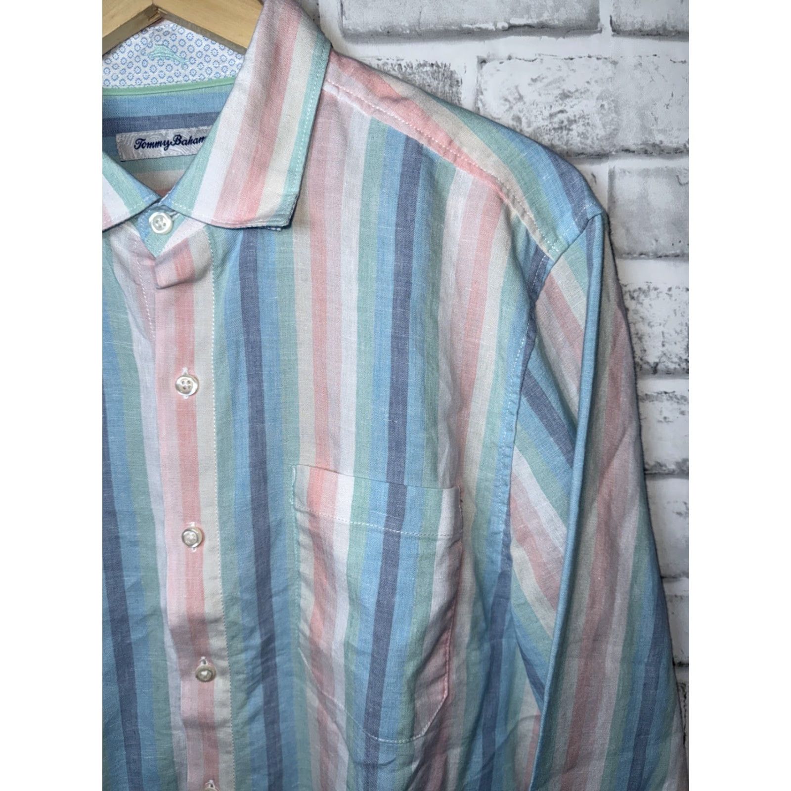 Tommy Bahama TOMMY BAHAMA Linen Blend Pastels Striped Shirt Mens M Size US M / EU 48-50 / 2 - 3 Thumbnail