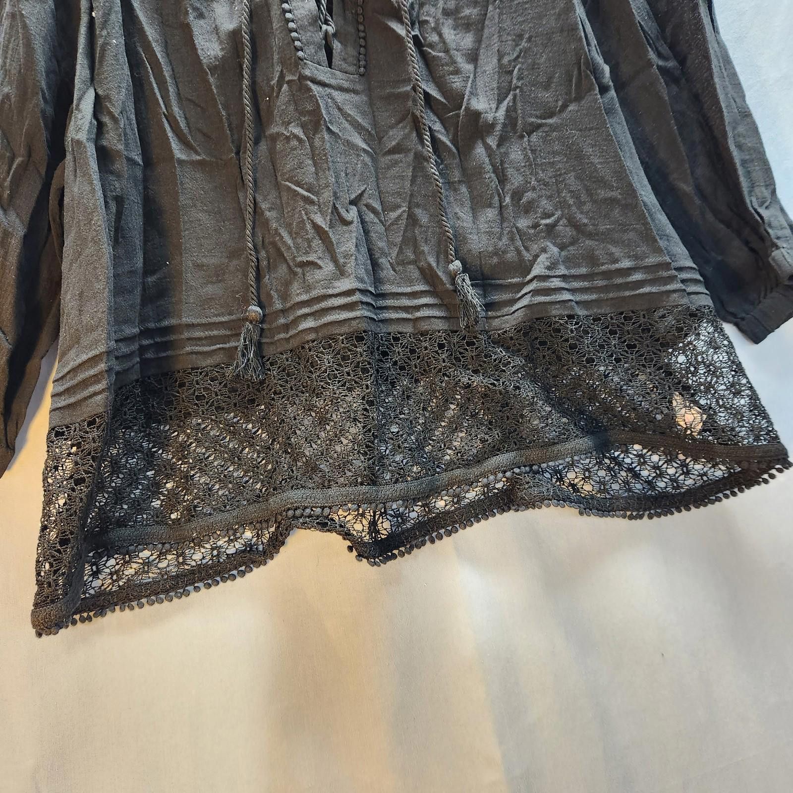 Designer Victoria Secret Black Lace Blouse Size Large Size L / US 10 / IT 46 - 3 Thumbnail
