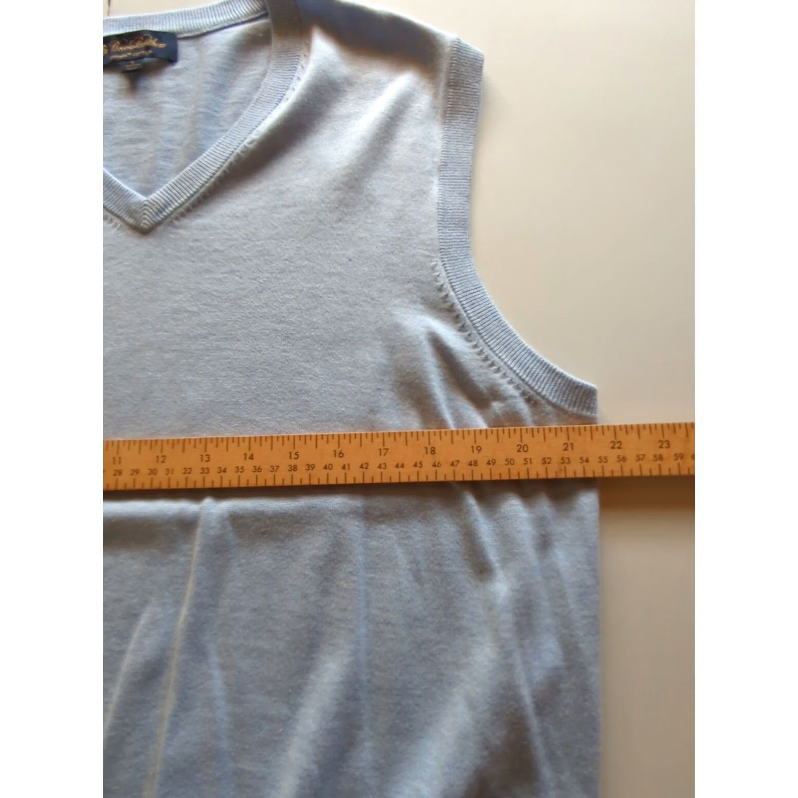 Brooks Brothers Brooks Brothers Sweater Vest Mens Large Light Blue V Neck Supima Cotton Pullover Knit Slim/Regular? Size US L / EU 52-54 / 3 - 6 Thumbnail