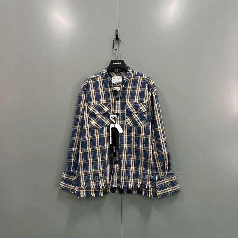 Greg Lauren Plaid Front Pocket Patchwork Shirt
