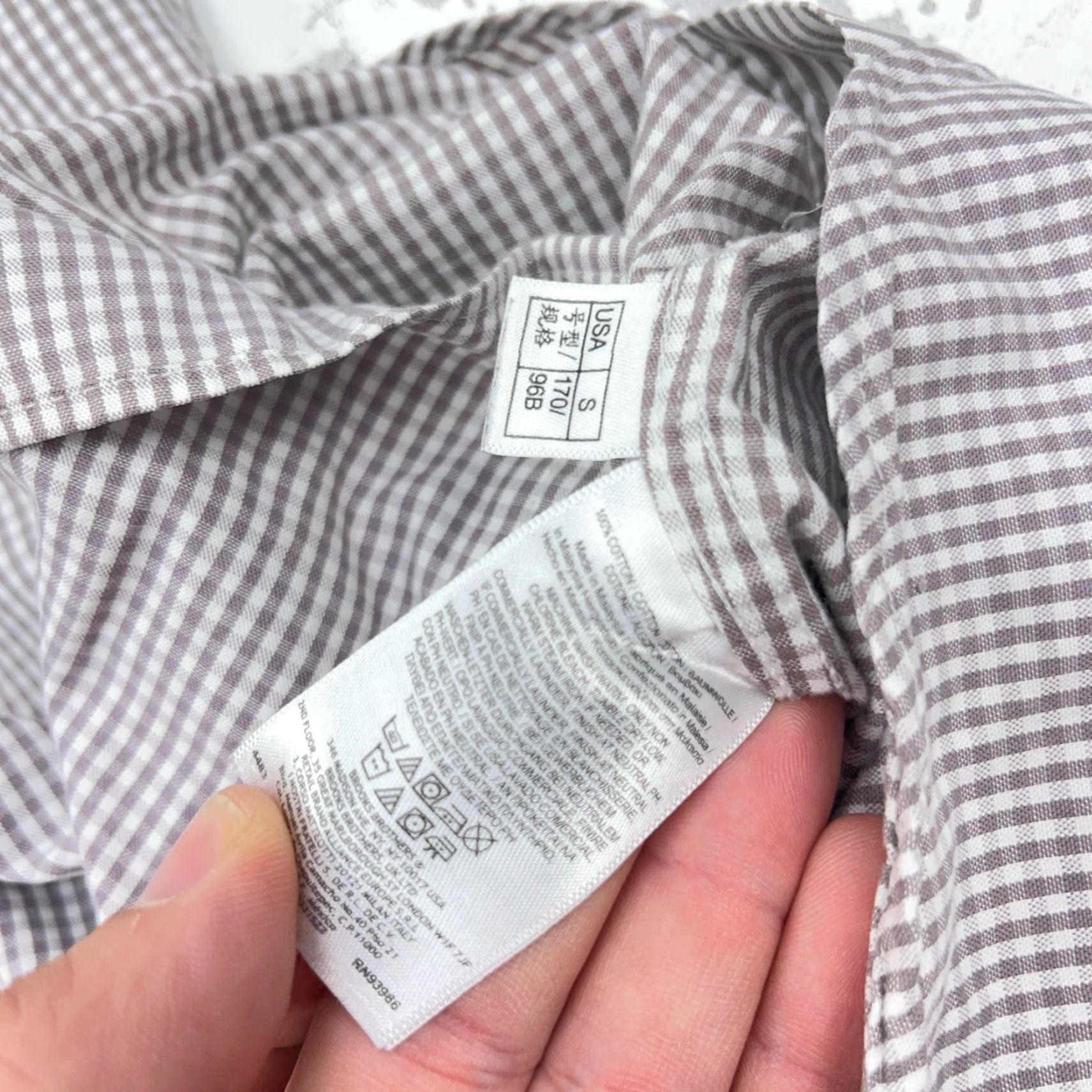Brooks Brothers Brooks Brothers Shirt Men Small Gray White Striped Button-Up Dress Poplin Regular Sleeve Long Size 36R - 6 Thumbnail