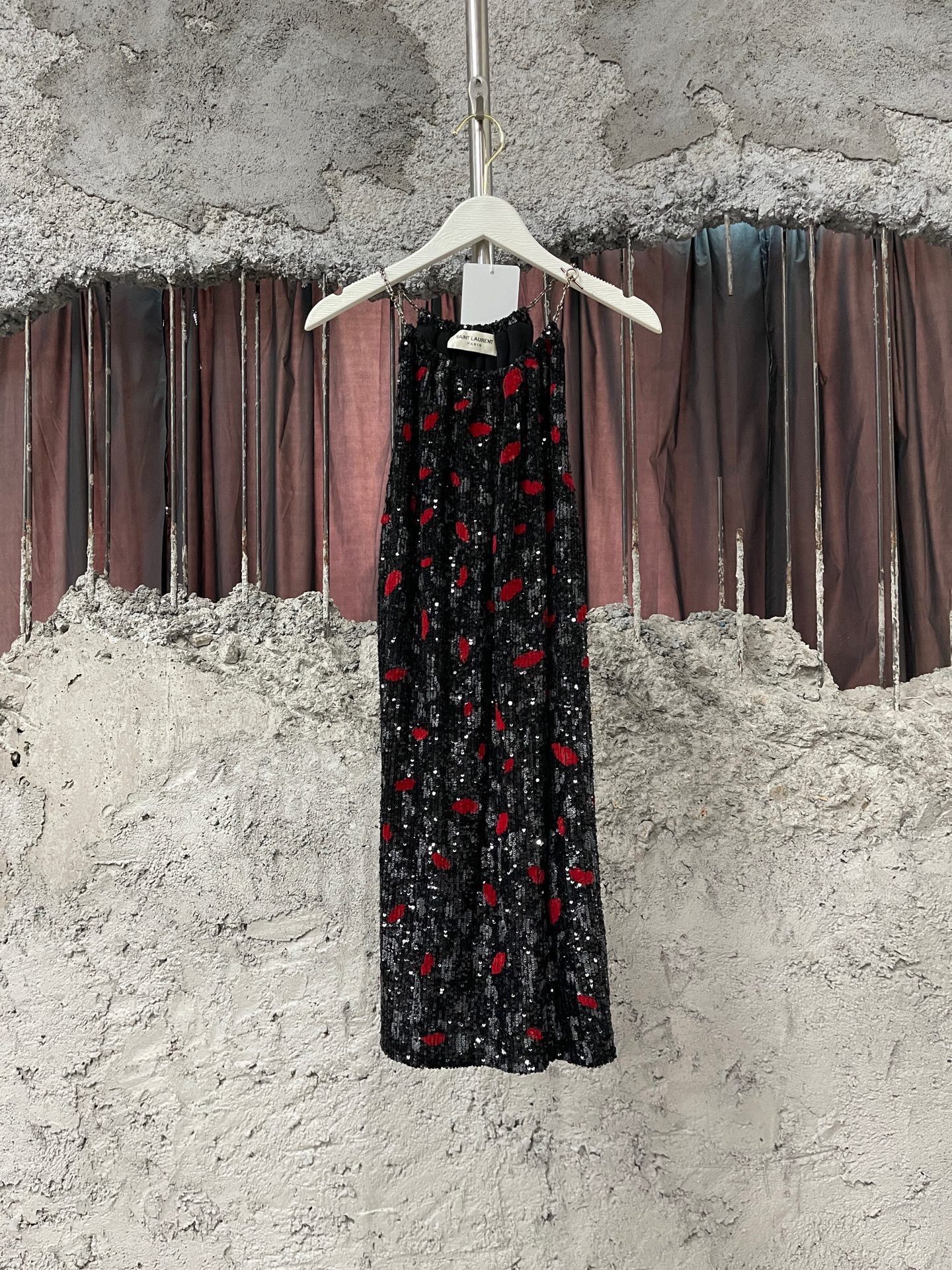 Saint Laurent Paris Saint Laurent Black Sequined Slip Dress Size XS / US 0-2 / IT 36-38 - 1 Thumbnail