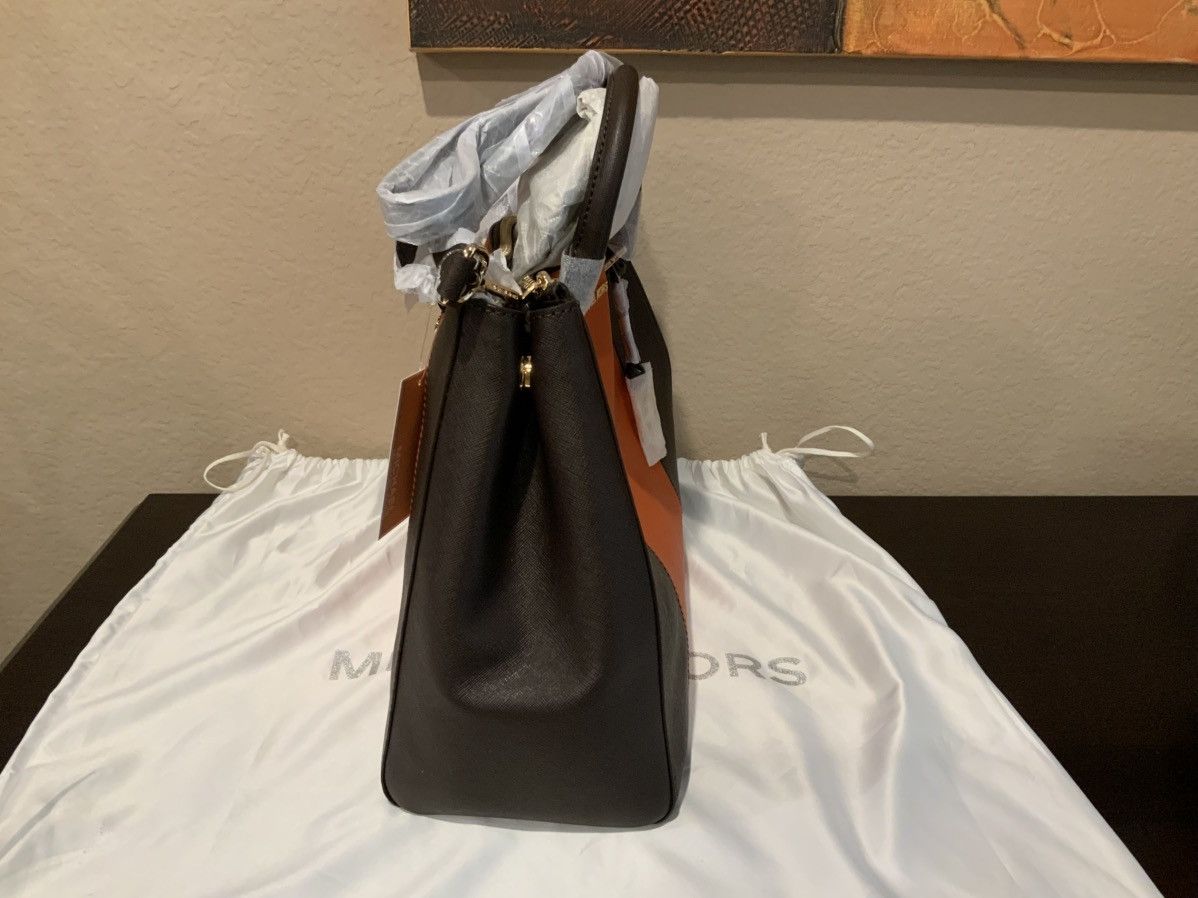 Michael Kors Michael Kors Sutton Center Stripe Large Satchel Coffee/Brown Size ONE SIZE - 4 Thumbnail