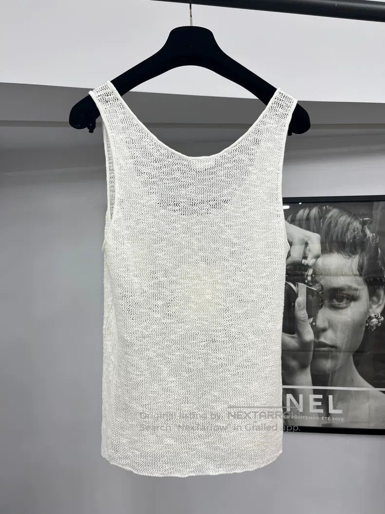Chanel Chanel Beach Series White Pocket Knitted Vest Size XS / US 0-2 / IT 36-38 - 3 Thumbnail