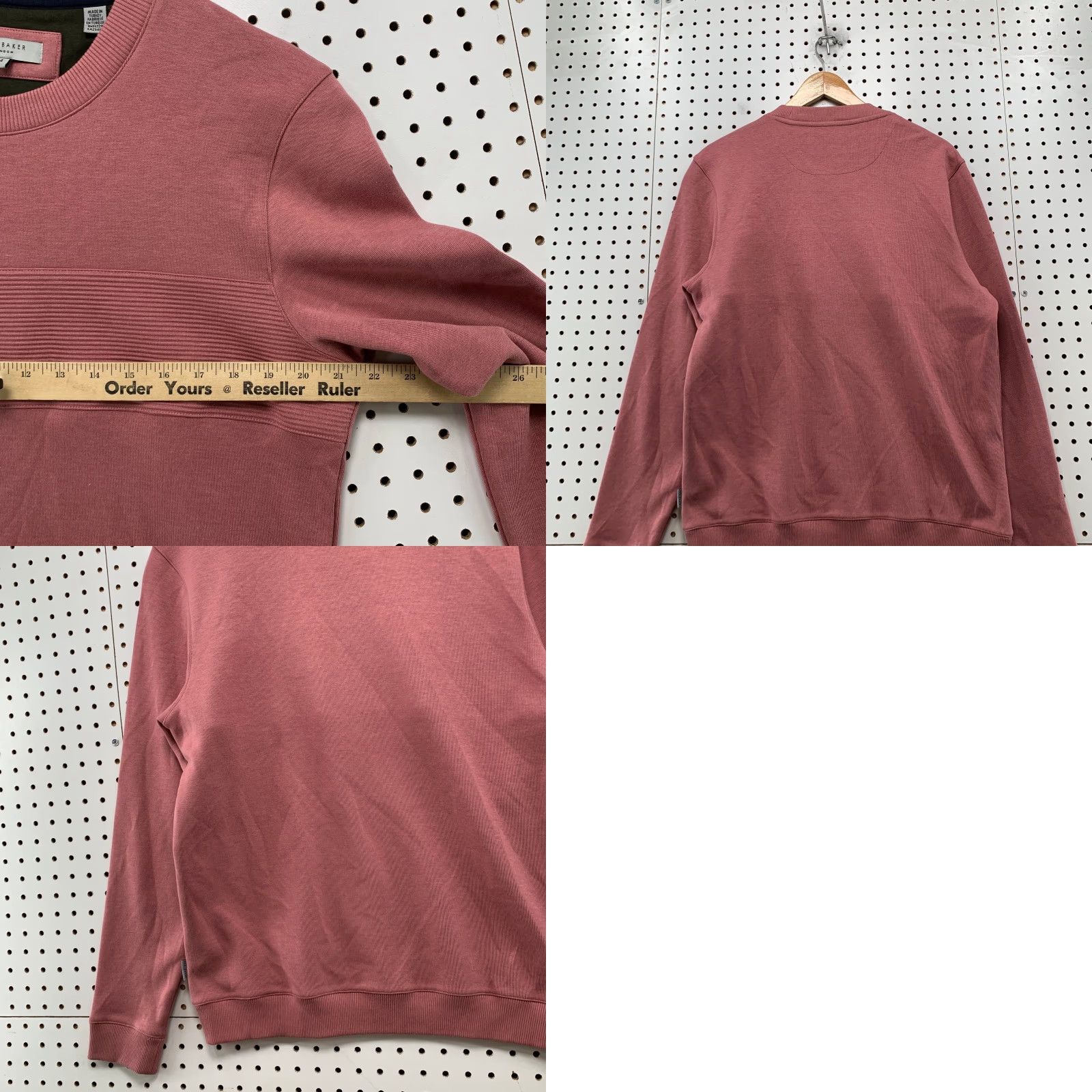 Ted Baker Ted Baker London Sweater Mens Size L Mauve Pink Tonal Striped Preppy Work Knit Pullover Crew Neck Long Sleeve Casual Winter Spring Fall Mens Size US L / EU 52-54 / 3 - 9 Thumbnail