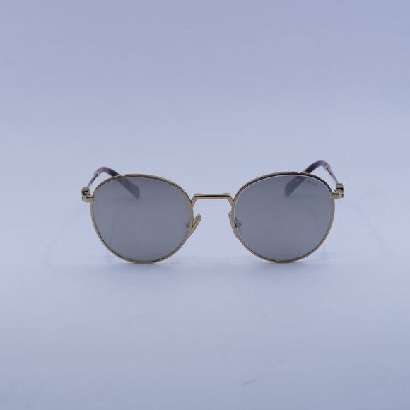 Miu Miu Miu Miu MU55ZS 5AK07F Sunglasses Gold Round Frame Size ONE SIZE - 2 Thumbnail