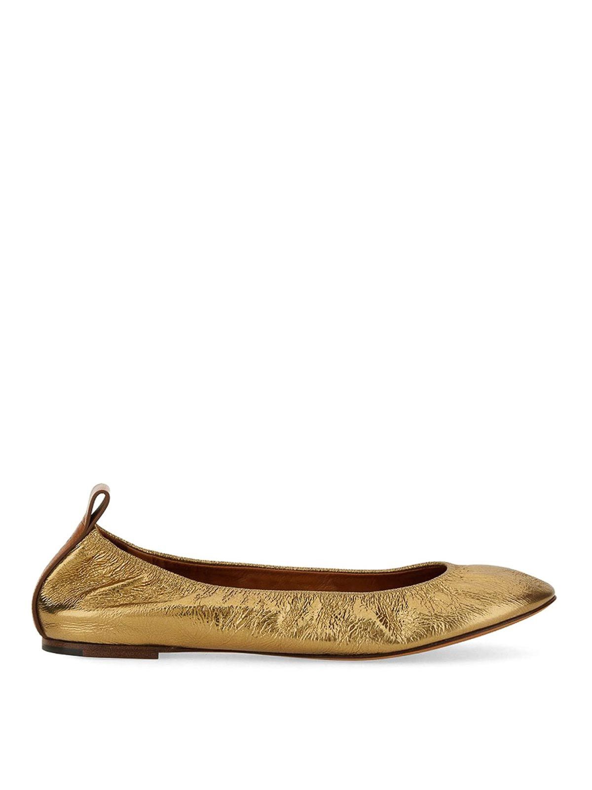 Lanvin o1s22i1n1024 Laminate Ballet Flats in Gold Size US 11 / IT 41 - 1 Thumbnail