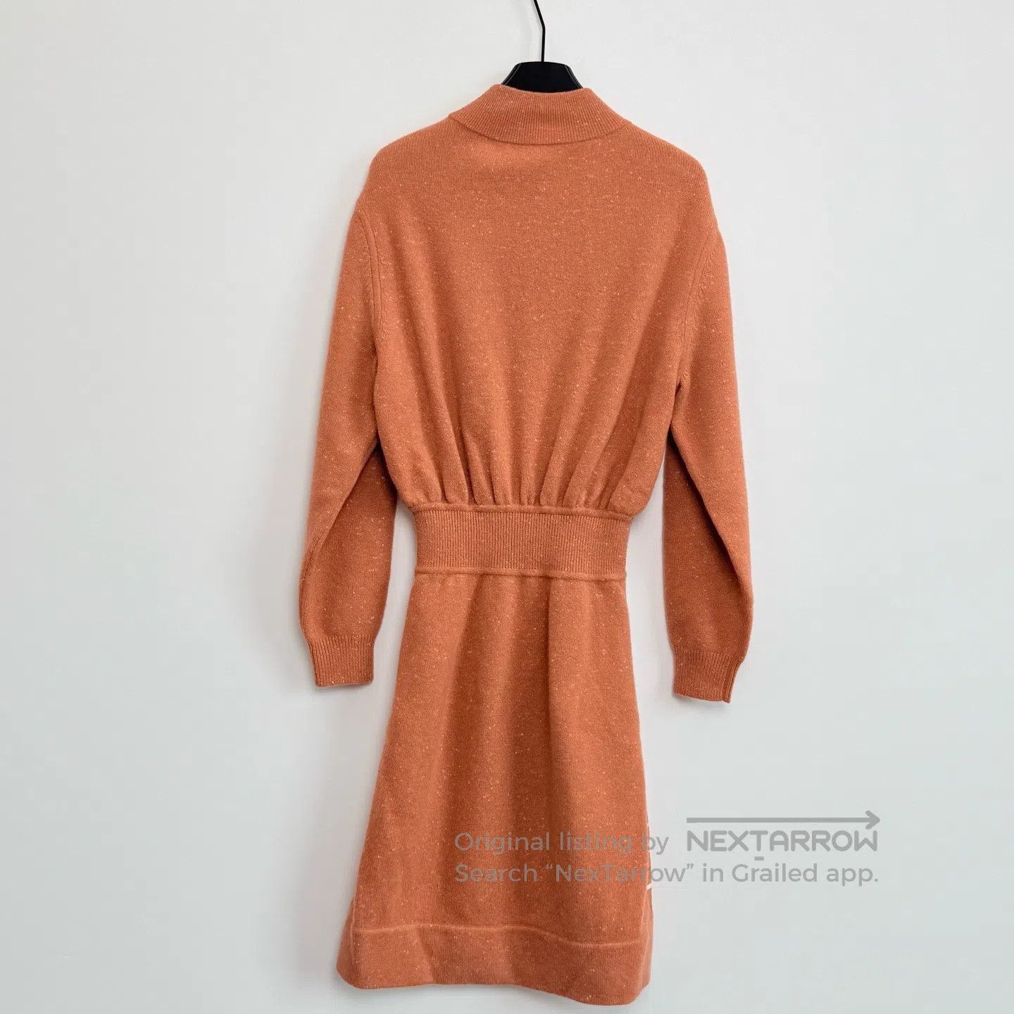 Hermes Hermes Caramel High Neck Long Sleeve Knit Dress| Size XXS / US 00 / IT 34 - 3 Thumbnail