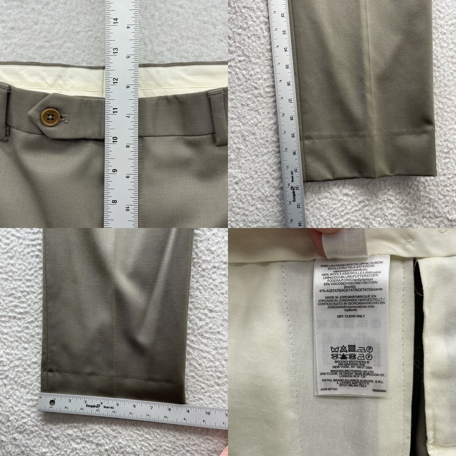 Brooks Brothers Brooks Brothers Madison Fit Dress Pants Mens 35x32 Olive Green Wool Flat Front Size US 35 - 8 Thumbnail