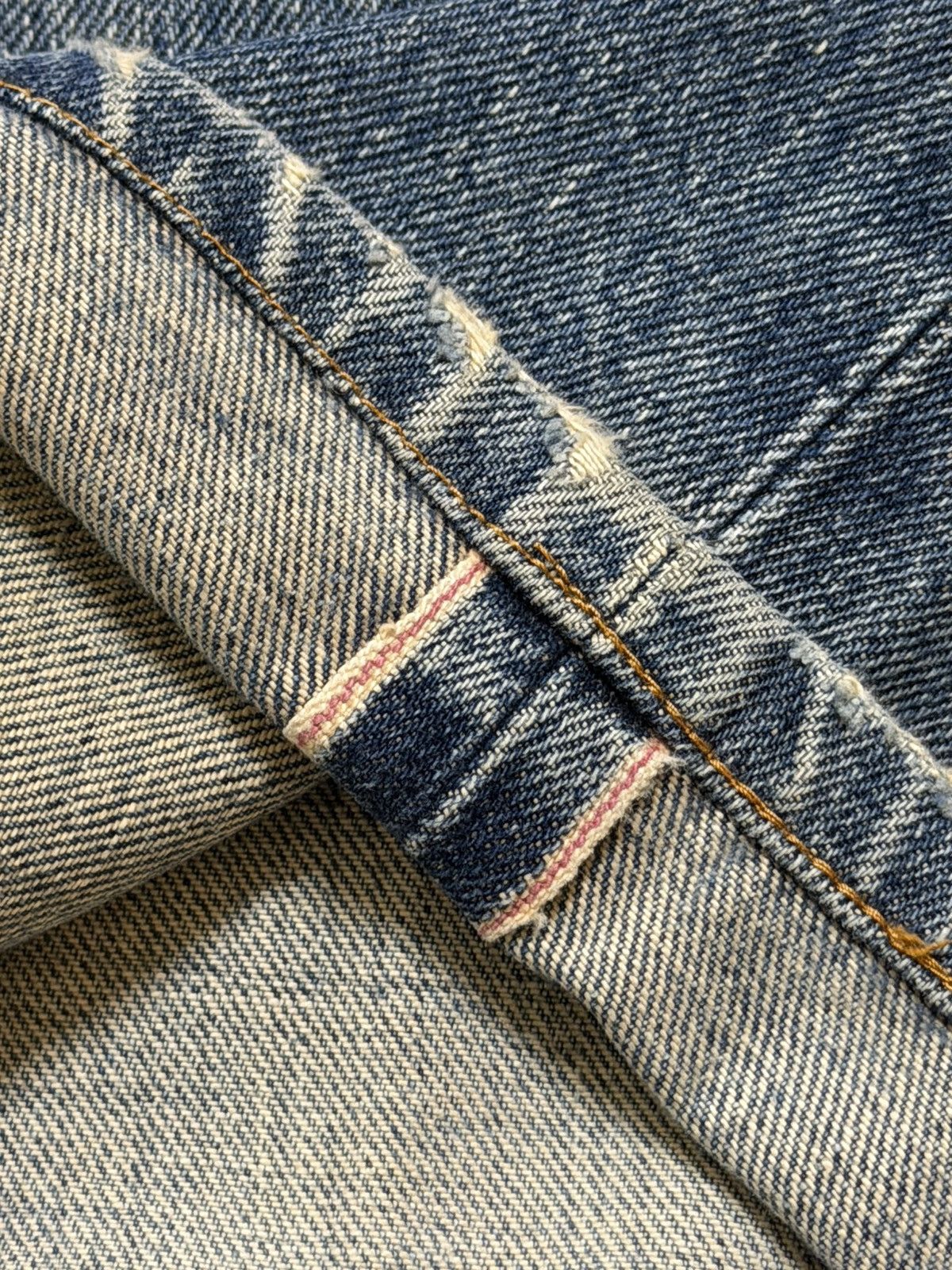 Vintage 90s Edwin 505xx Selvedge Blue Faded Wash Distressed