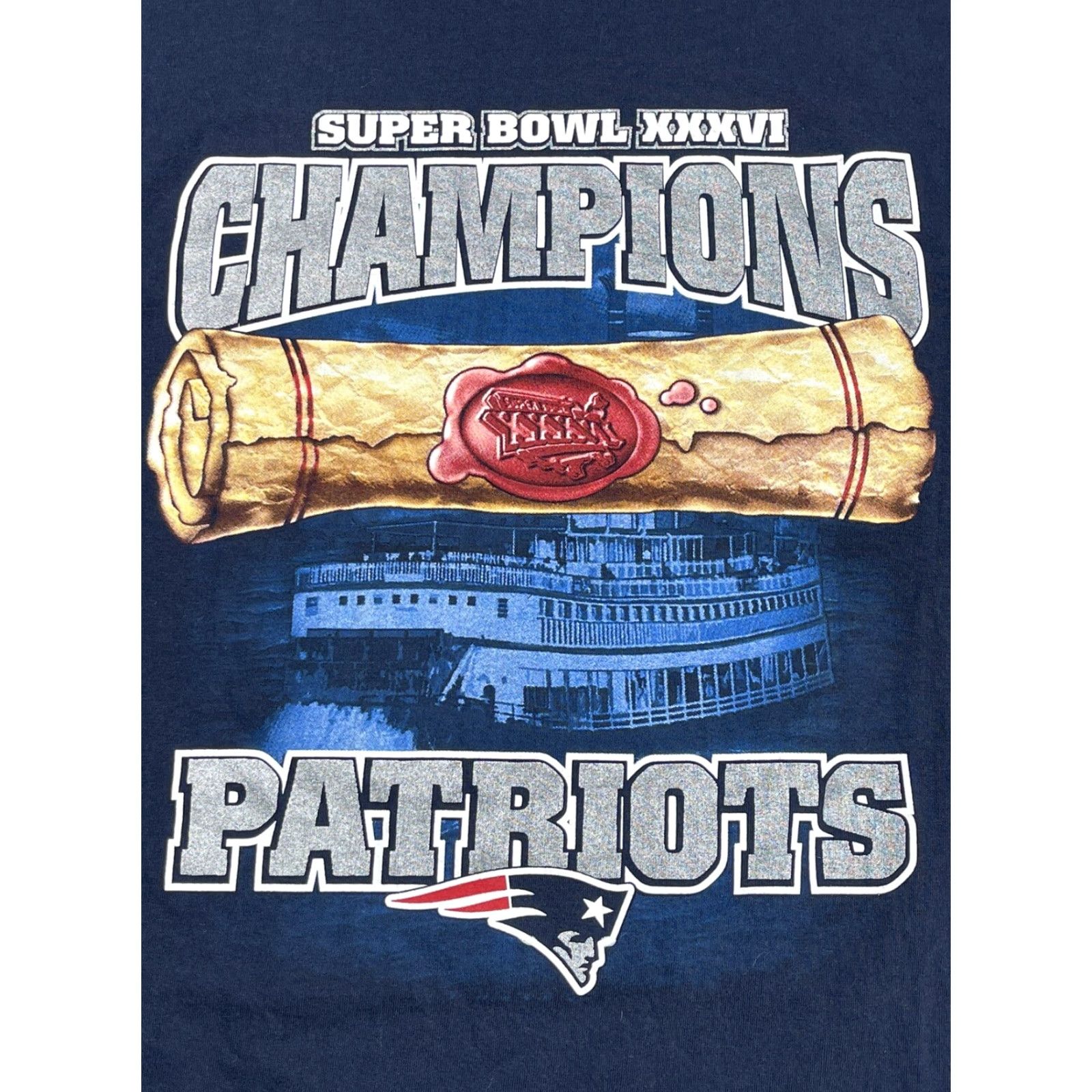 NFL VINTAGE Tom Brady New England Patriots T-Shirt 2XL Blue Cotton Majestic Men Regular Short Sleeve Sports NFL Patriots 2001-2002 Season Size US XXL / EU 58 / 5 - 3 Thumbnail