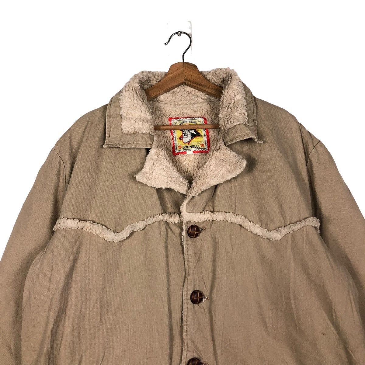 Johnbull 🔥VINTAGE BIKER SHEARLING JACKET DOUBLE COLLAR JOHN BULL Size US M / EU 48-50 / 2 - 5 Thumbnail