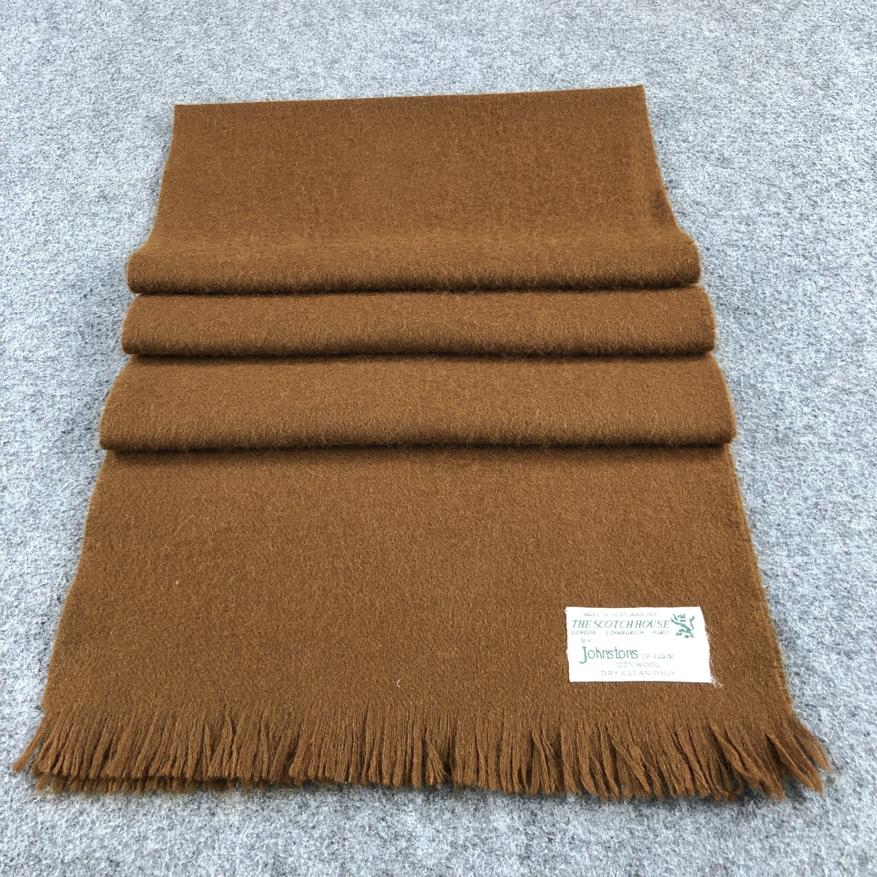 Johnston of Elgin Brown Wool Scarf Muffler V825