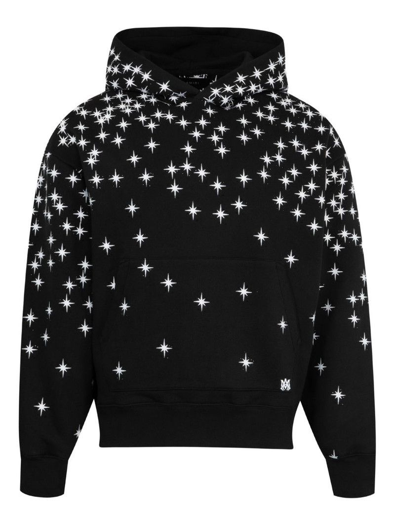 Amiri o1s1wg110426 Star-Print Hoodie in Black Size US XL / EU 56 / 4 - 1 Thumbnail