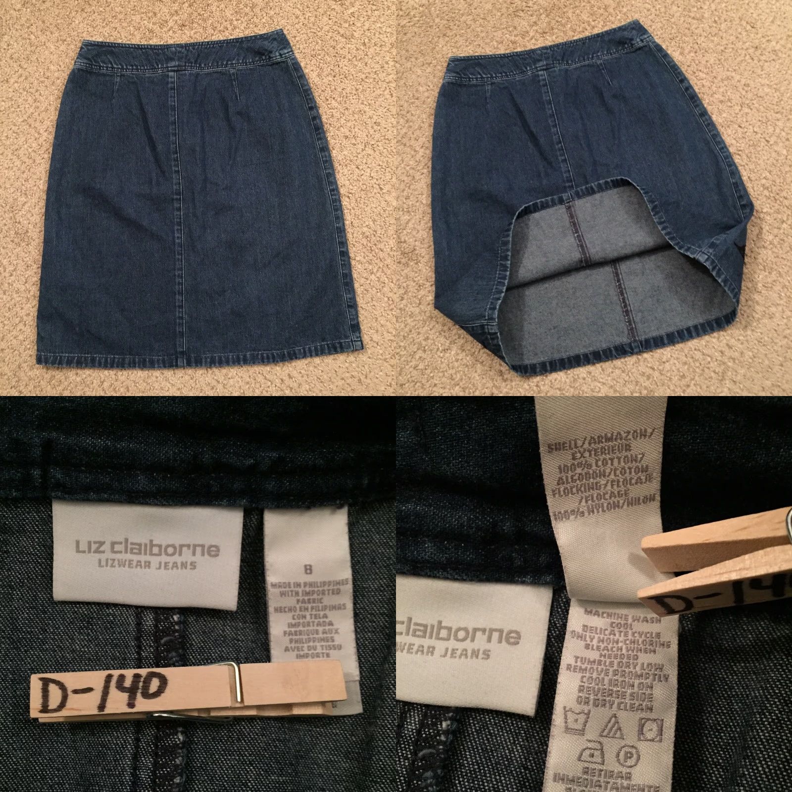 Liz Claiborne Liz Claiborne Skirt 8 Blue Denim Floral Pencil Unlined Knee Length Women Regular XS? (Note: Original size 8) Size 30" / US 8 / IT 44 - 8 Thumbnail