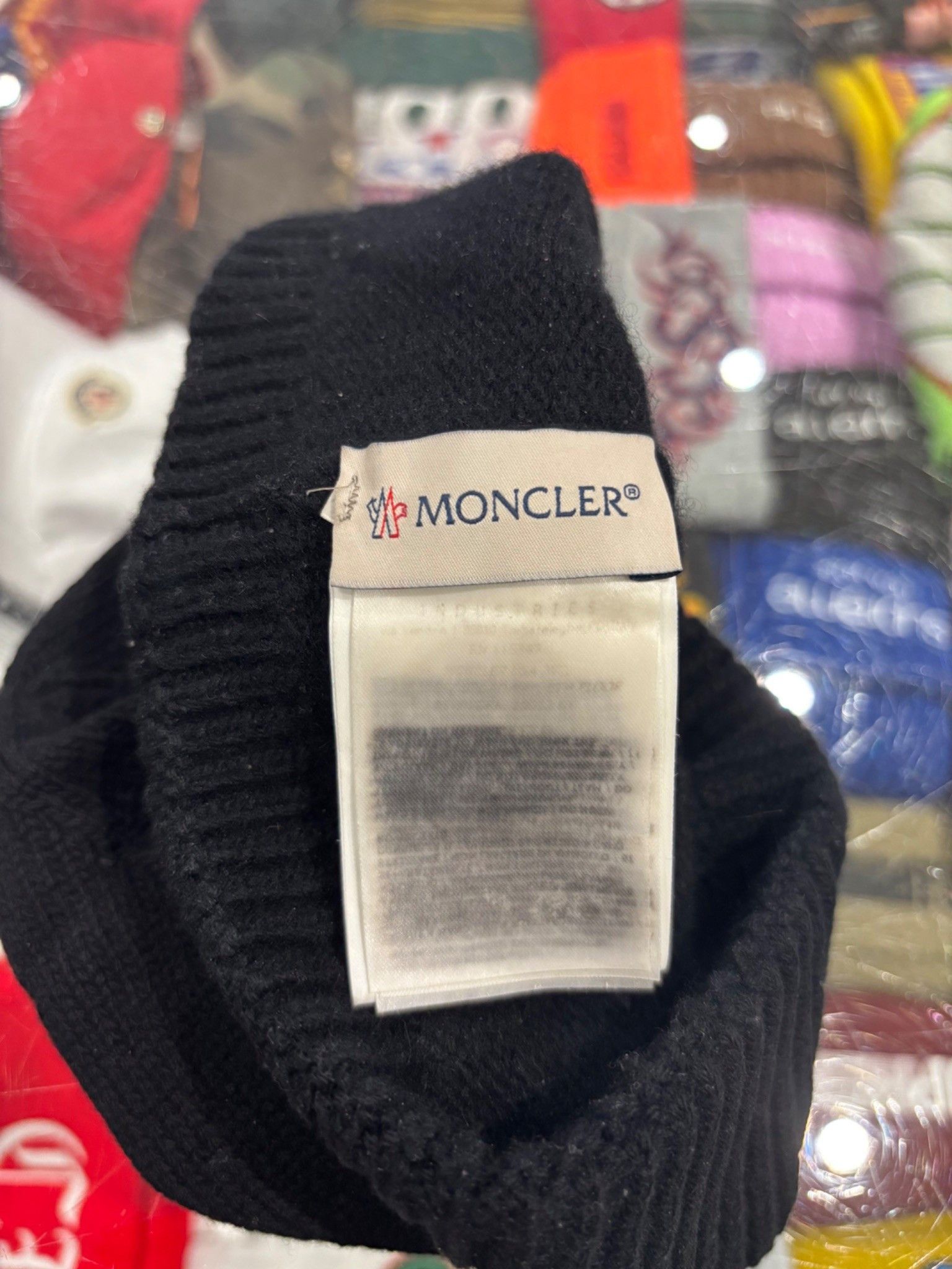 Moncler Moncler Logo Cotton Beanie Black Size ONE SIZE - 4 Thumbnail