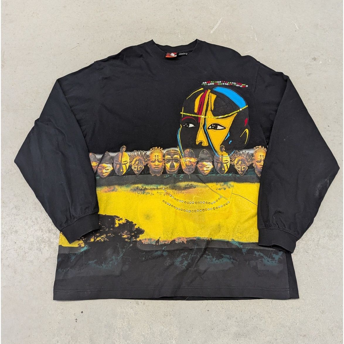 Affliction × JNCO × Vintage Y2K Akcess Denim Indigenous Masks long sleeve shirt Size US XXL / EU 58 / 5 - 1 Thumbnail