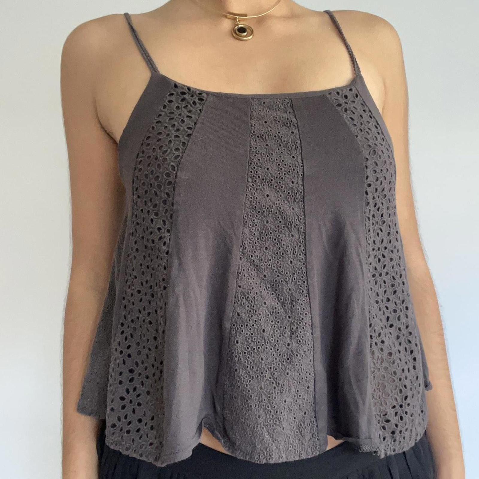 Other Grey lace eyelet tank top #eyelet #lace Size S / US 4 / IT 40 - 2 Thumbnail