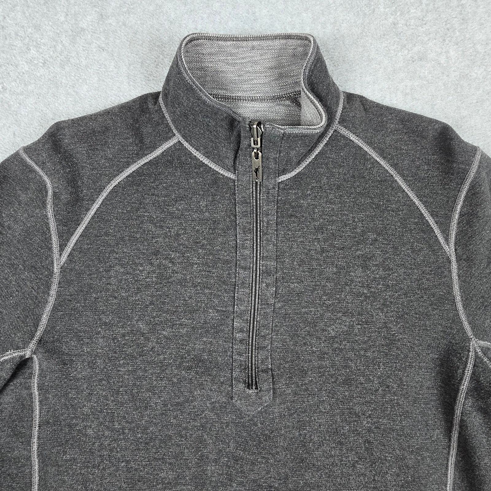 Tommy Bahama Tommy Bahama Lg Reversible 1/4 Zip Pullover Sweatshirt Gray Size US L / EU 52-54 / 3 - 10 Thumbnail