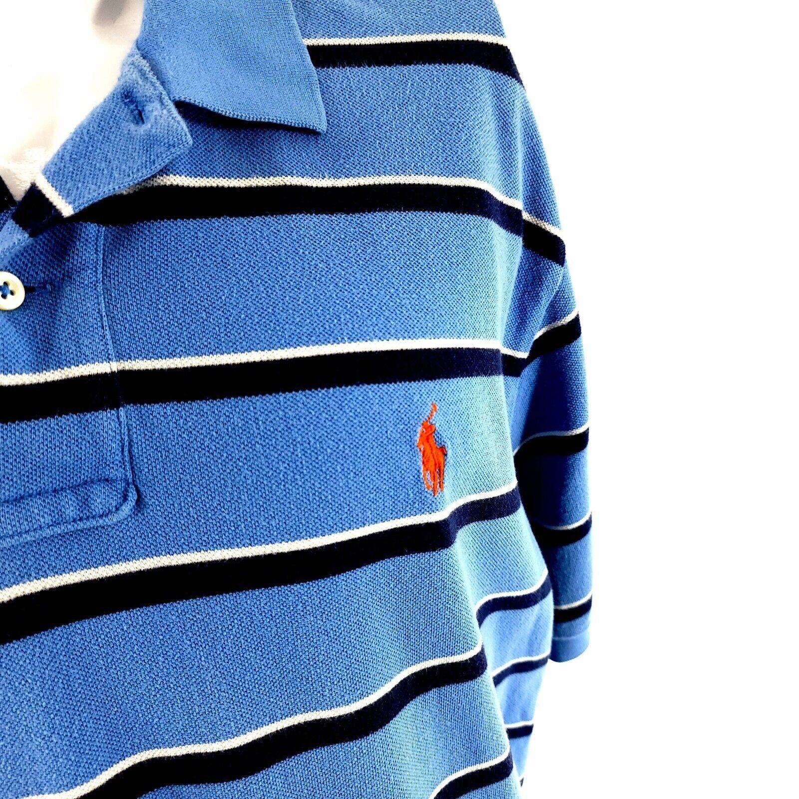 Polo Ralph Lauren Polo Ralph Lauren Blue Striped 2XL Cotton Collared Polo Shir Size US XXL / EU 58 / 5 - 2 Thumbnail