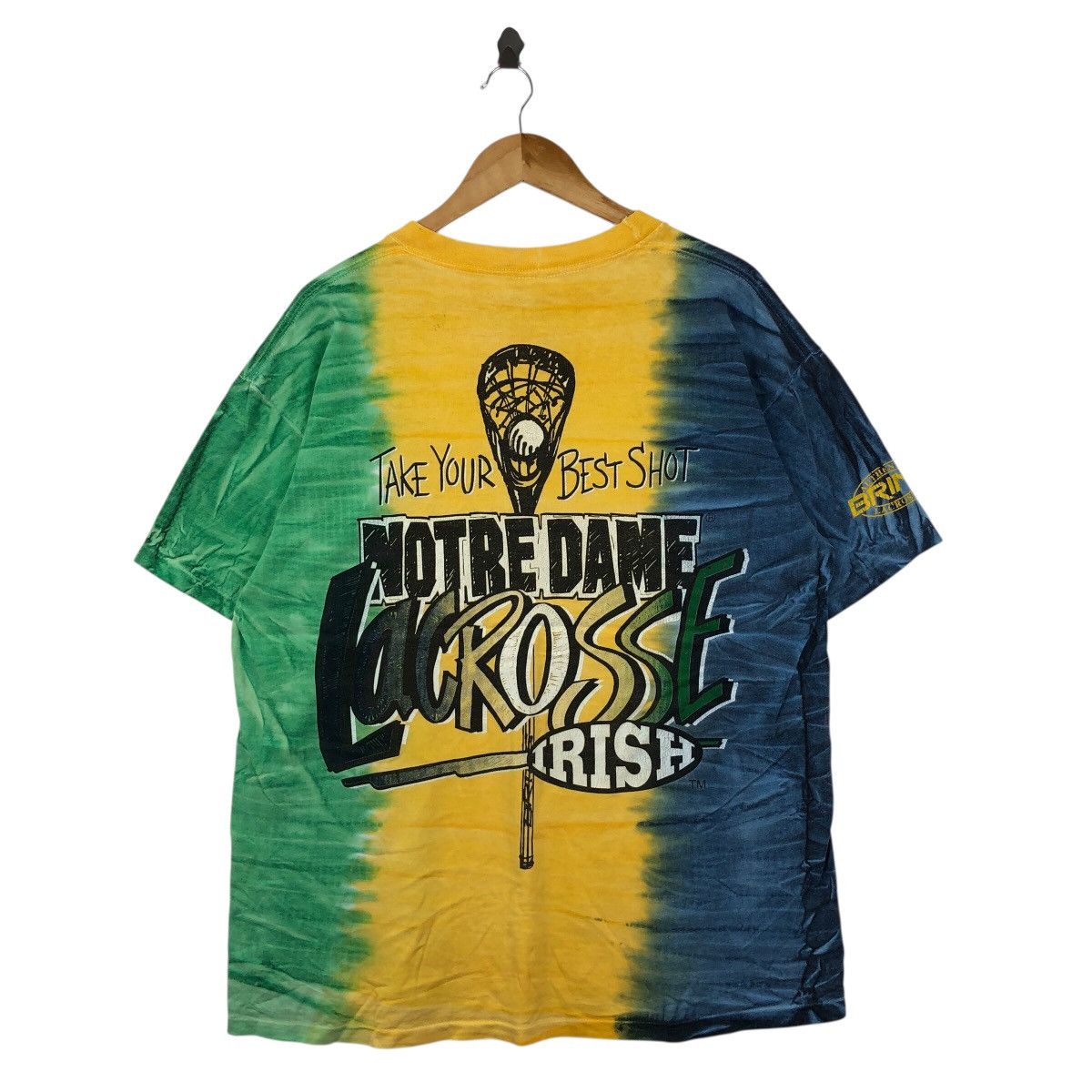 Vintage Vintage 90s Notre Dame LACROSSE Irish NCAA Tye Dye T Shirt Size US L / EU 52-54 / 3 - 1 Thumbnail