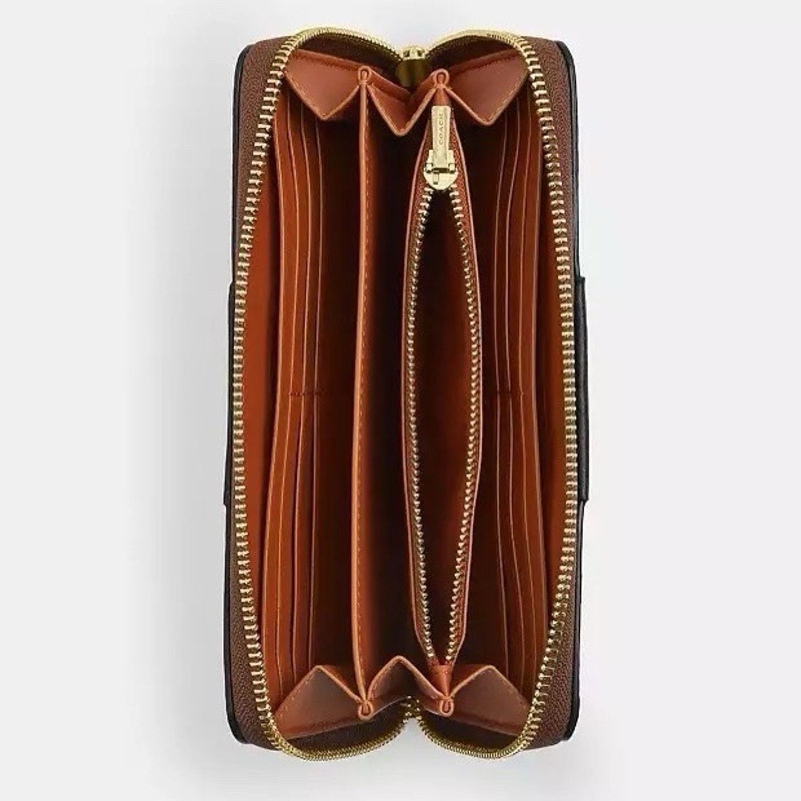Coach NWT Coach Long Zip Around Wallet CW947 Tan Black Leather Size ONE SIZE - 7 Thumbnail