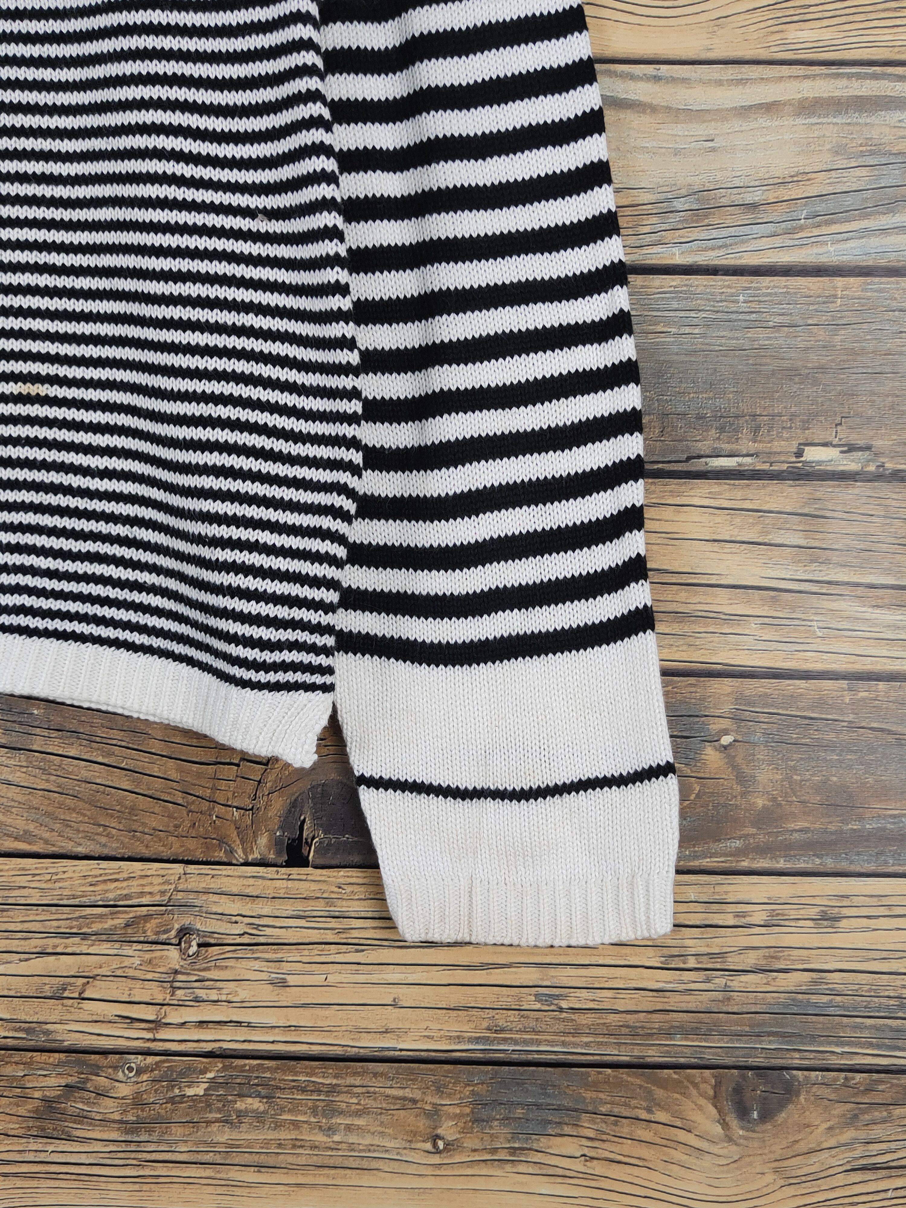 Homespun Knitwear Ikka Black Cream Stripe Knitwear Long Sleeve T-shirts #W1353 Size M / US 6-8 / IT 42-44 - 6 Thumbnail