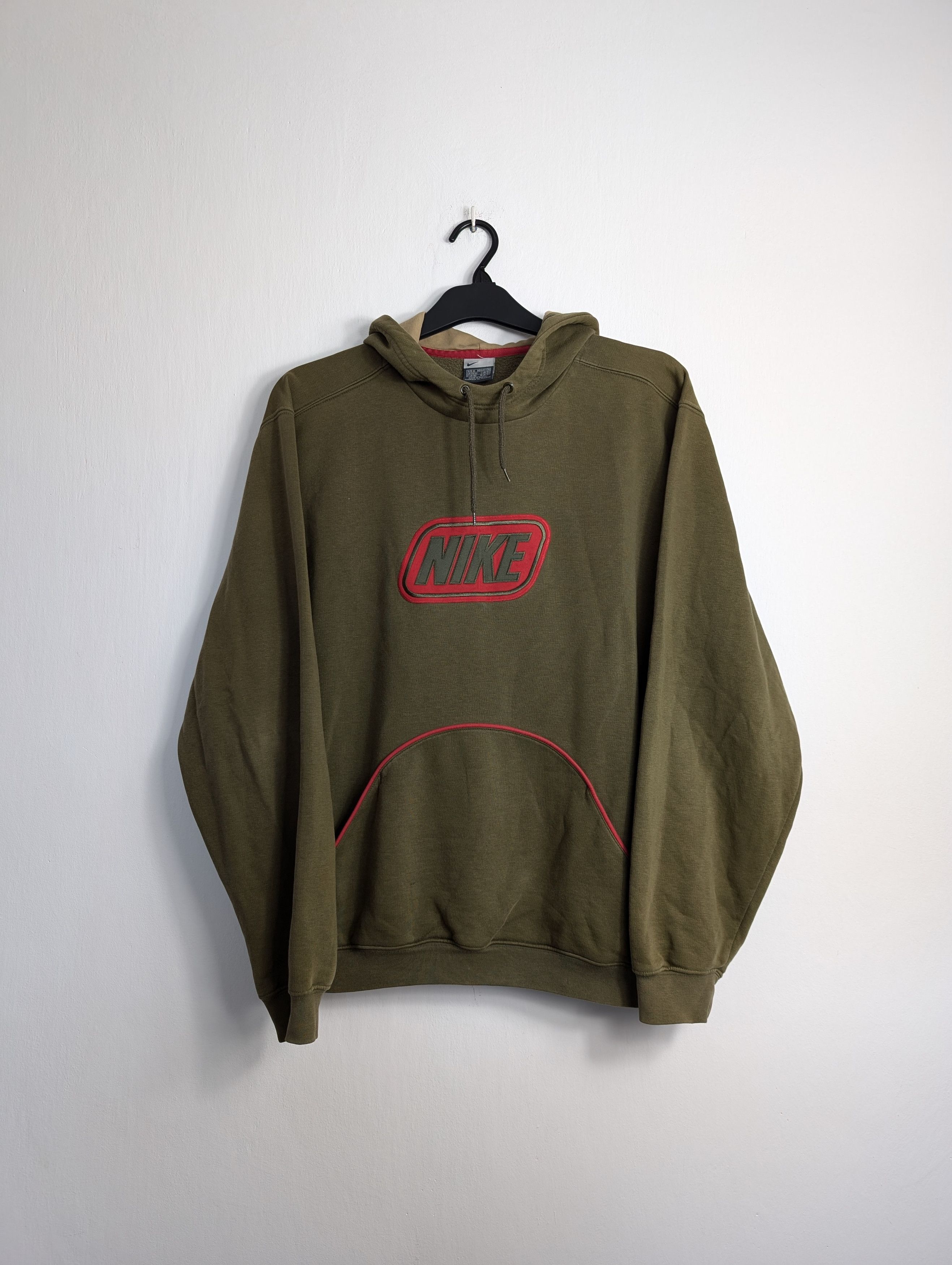 Nike Vintage Nike Hoodie Central Logo Olive Y2K Boxy Retro Baggy Size US M / EU 48-50 / 2 - 1 Thumbnail
