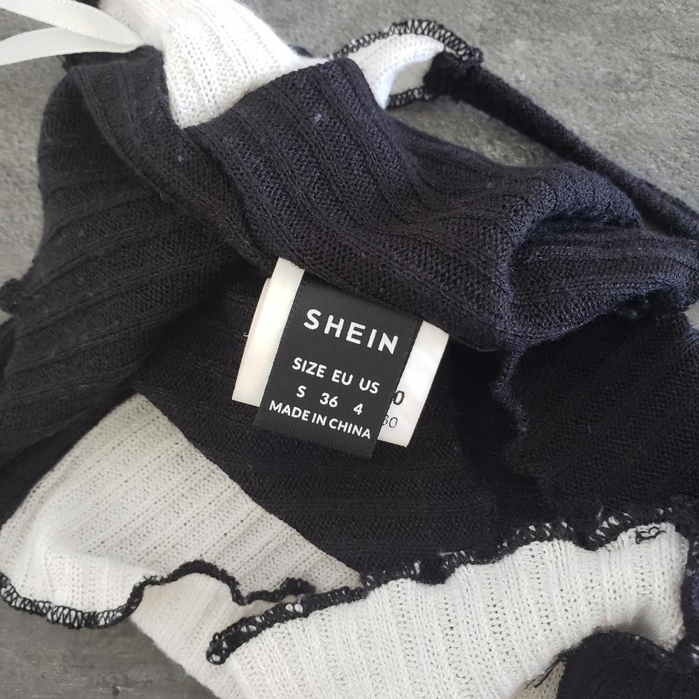Shein Black White Colorblock SHEIN Cropped Halter Size S / US 4 / IT 40 - 3 Thumbnail