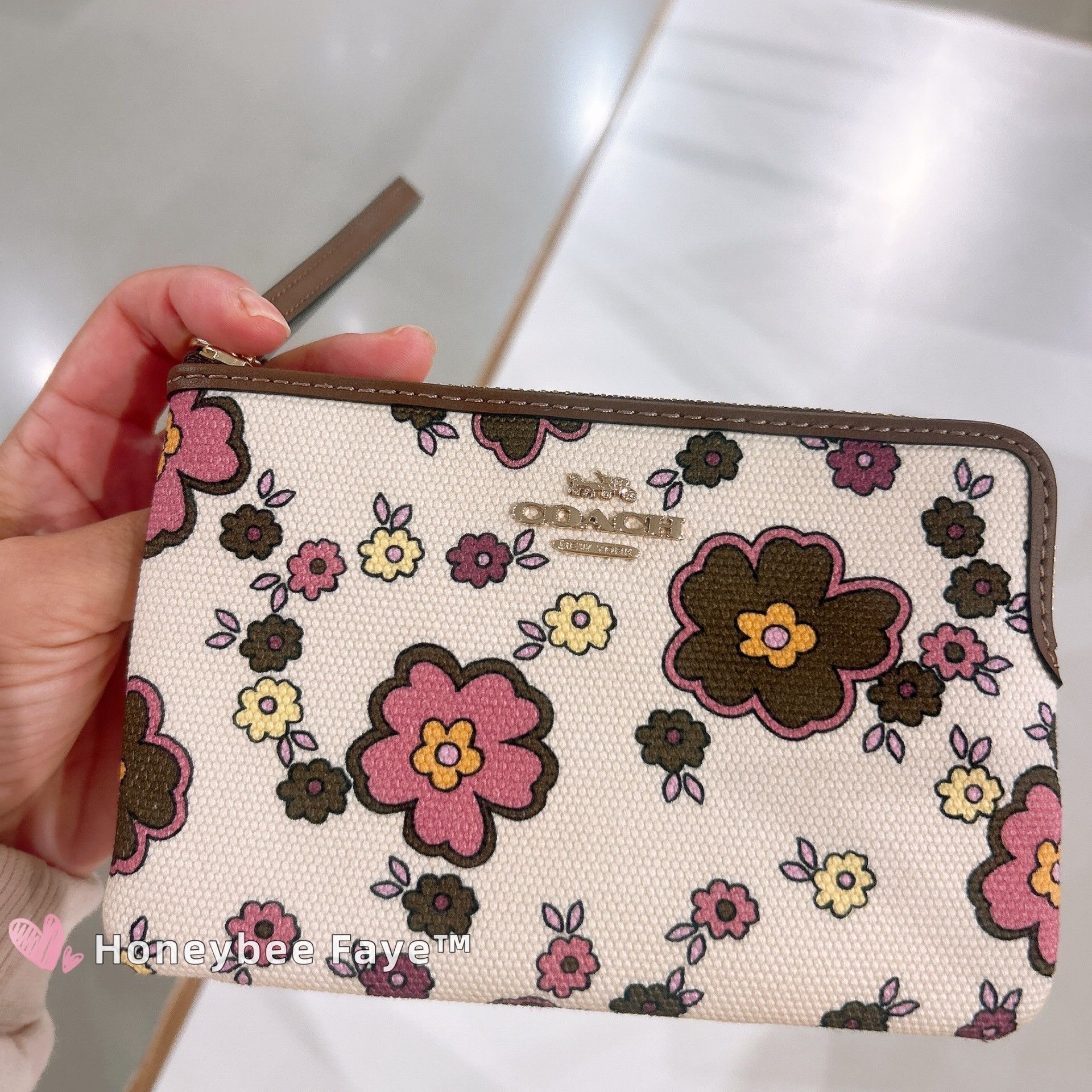 Coach Corner Zip Wristlet With Floral Print CEF85 Size ONE SIZE - 3 Thumbnail