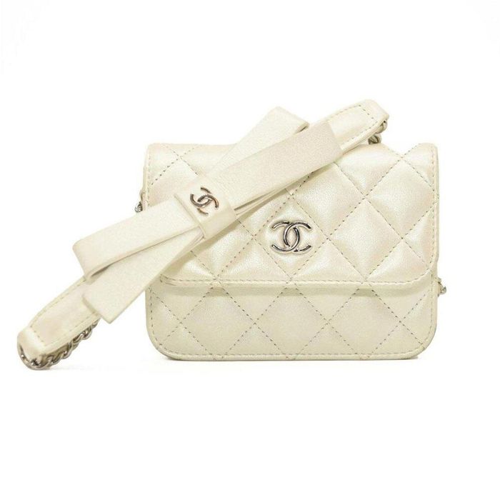 Chanel Iridscent Lambskin Quilted Mini Coco Bow Clutch
