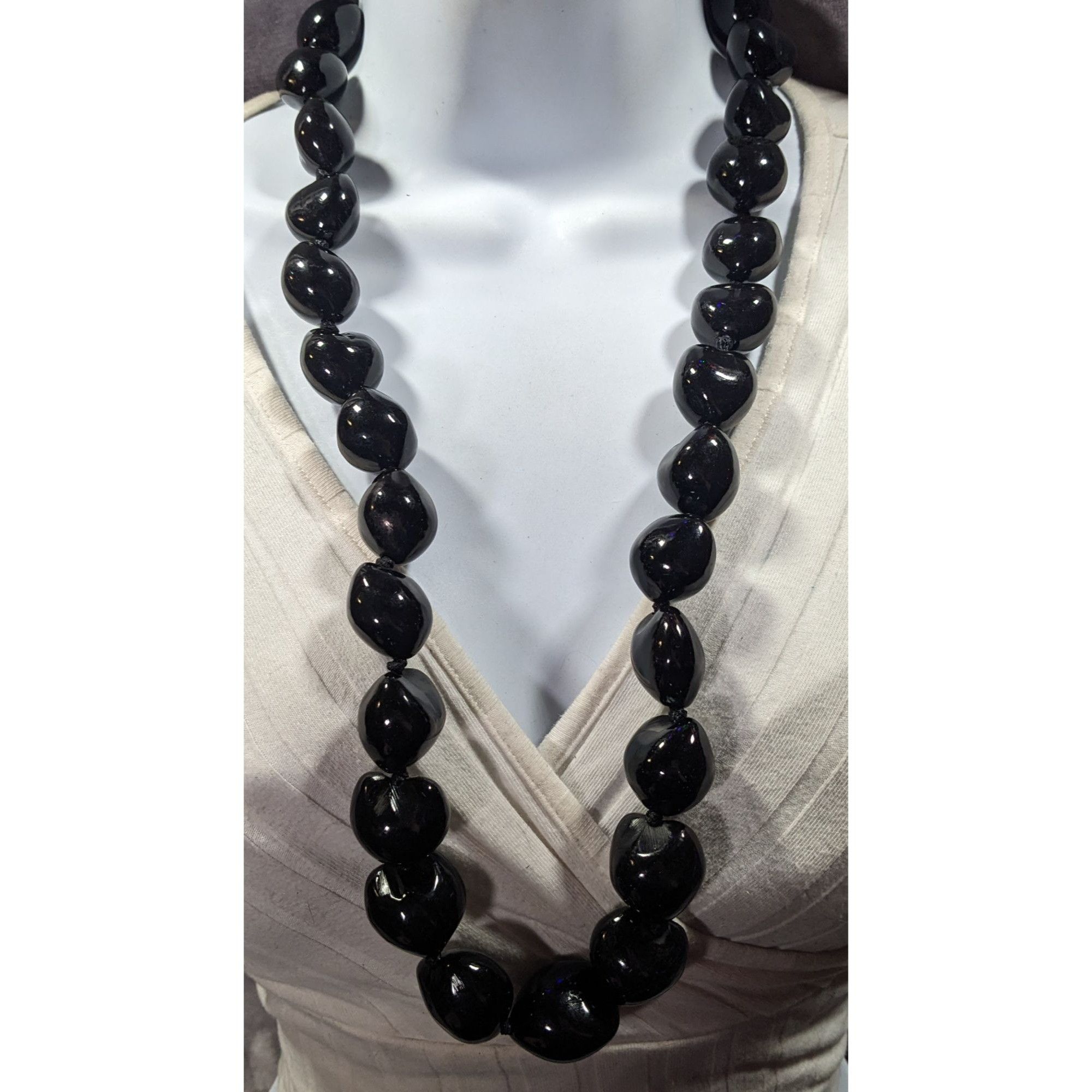 Other Drums Of The Pacific Black Hawaiian Kukui Nut Necklace Size ONE SIZE - 2 Thumbnail